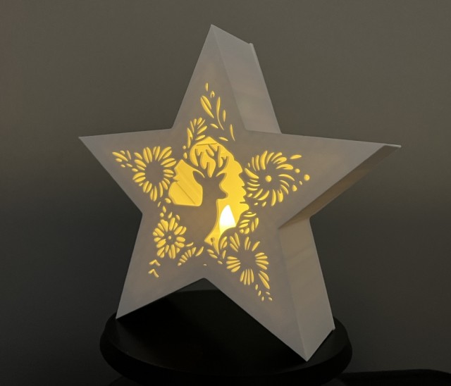 Julestjerne med reinsdyr – 3D-printet telysholder