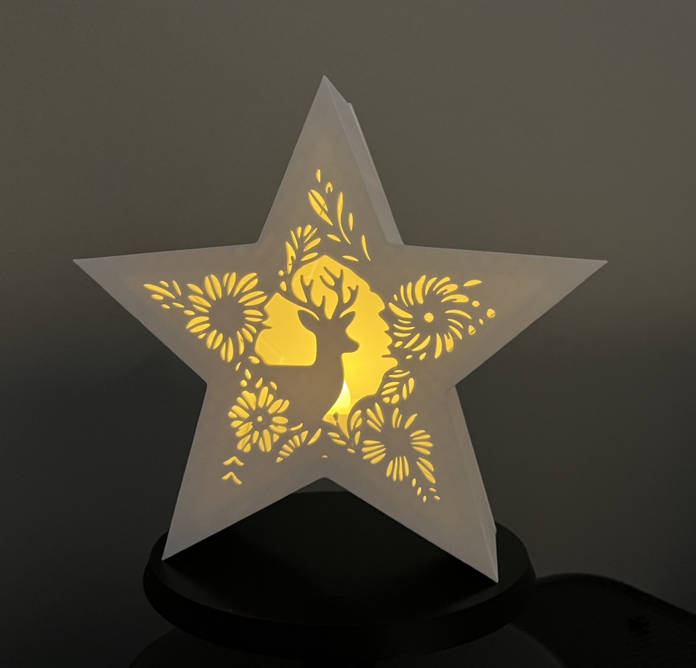 Julestjerne med reinsdyr – 3D-printet telysholder