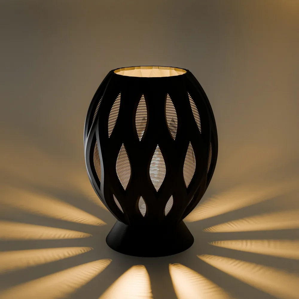 Umbra 3D-printet bordlampe i PLA-bioplast med moderne design